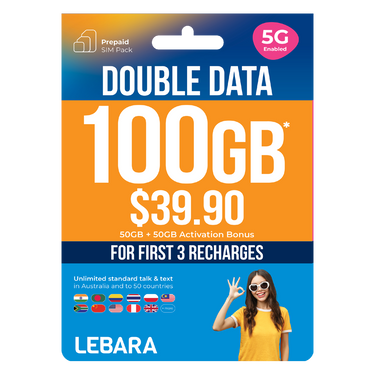 Lebara $39.90 Starter Pack PrePaid SIM Card